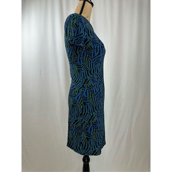 Michael Kors Women’s Blue Unlined Pullover O-Ring Detail Printed Short Sleeve As - Picture 5 of 10